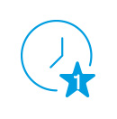 Clock icon with star and number 1